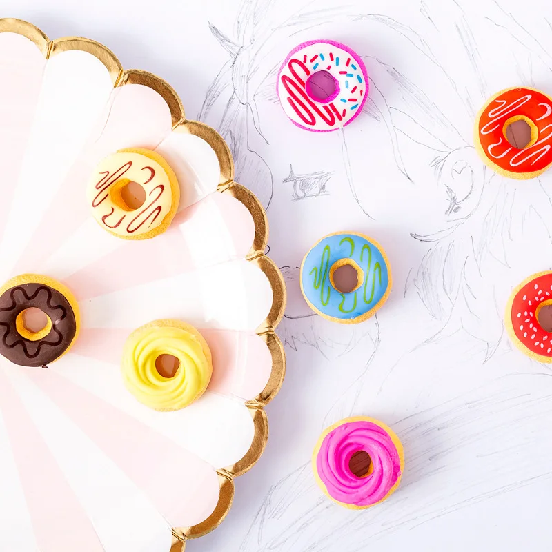 Juego de donuts de Color caramelo, borrador para estudiantes, papelería, regalo encantador, suministros escolares de oficina, venta al por mayor, papelería bonita Kawai para niños