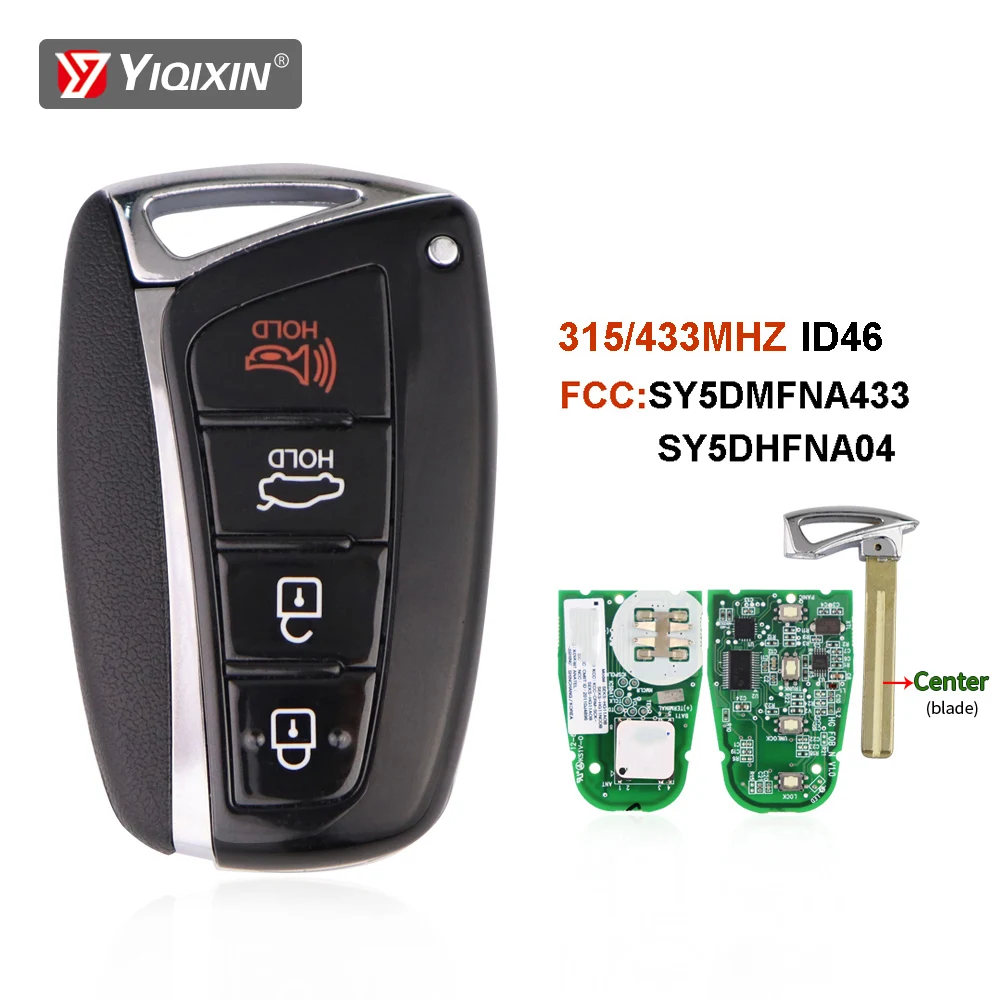 YIQIXIN For Hyundai Santa Fe Azera Genesis 2014 2015 2016 2017 2018 315/433MHz Remote Car Key ID46 Chip SY5DMFNA433 SY5DHFNA04