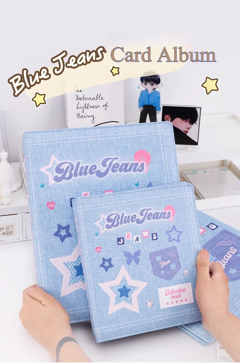 Blue Jeans Card Album 4-grid Binder Compact 3-inch Idol Photo Card Storage Album Korean 포카 바인더