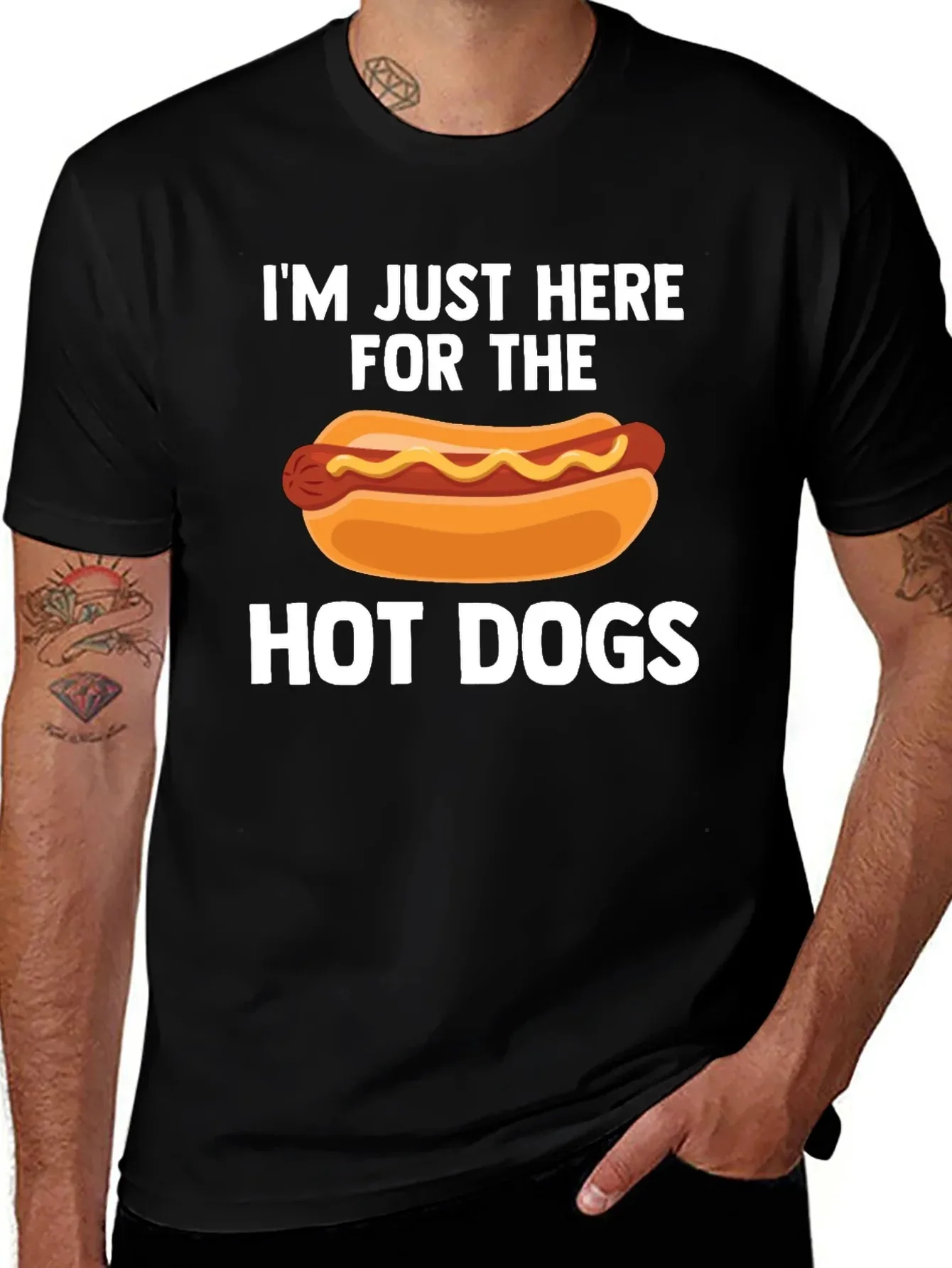 

Im Just Here for The Hot Dogs Graphic Men's T-Shirt Short Sleeve Cotton Tees Summer Shirt Oversize T-shirt Y2k Tops Men Clothing