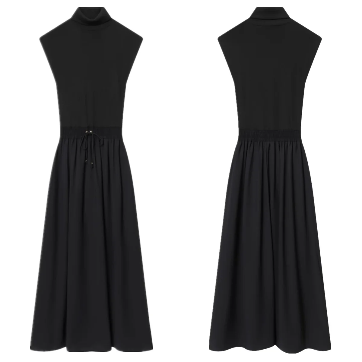 

Jenny&Dave British Fashion Elegant Party Dresses Minimalist Black Rib Knitted Splicing Dress ,Womens Dresses,Long Dress,Vestidos