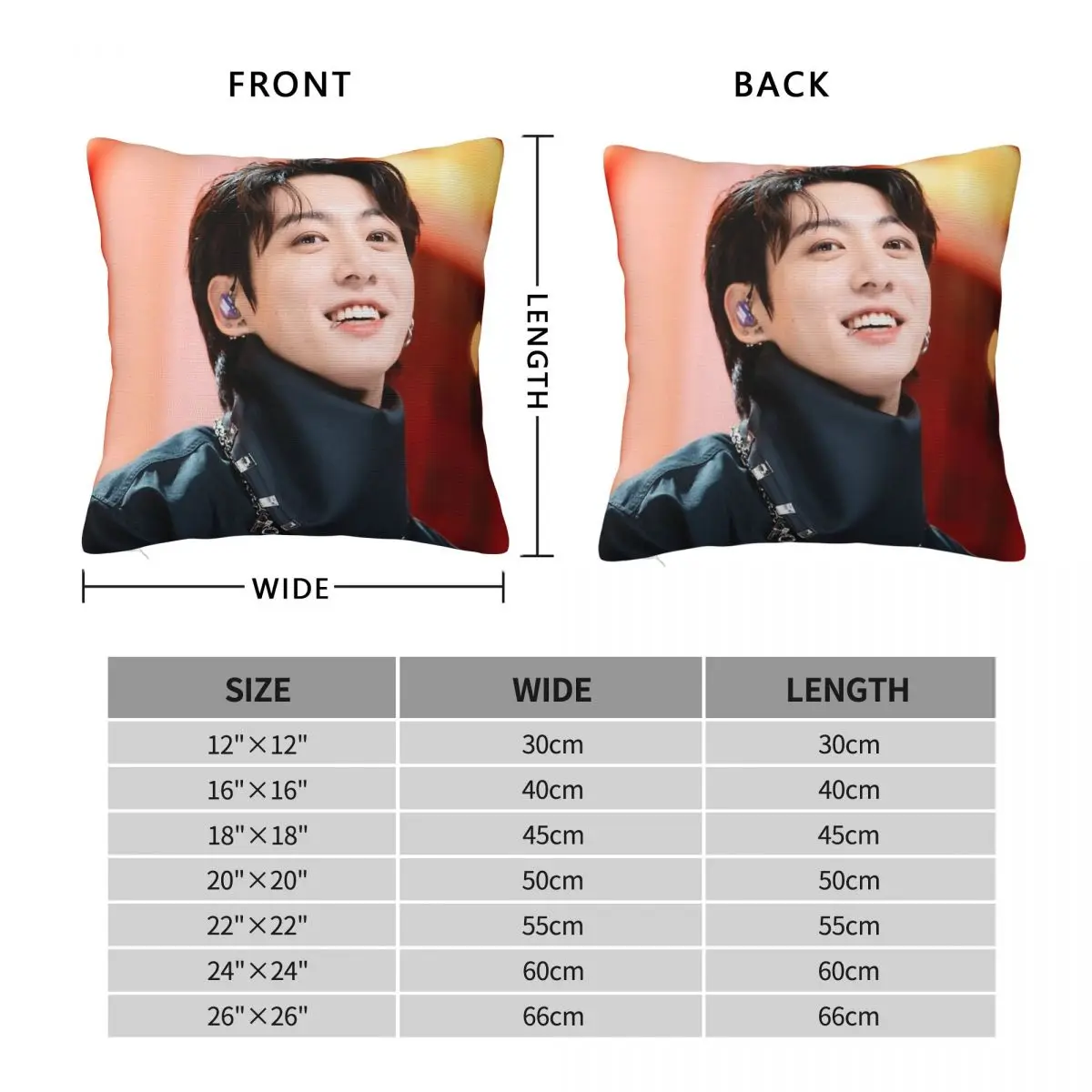 Jungkook Birthday Square Pillowcase Polyester Linen Velvet Printed Zip Decorative Pillow Case Home Cushion Case