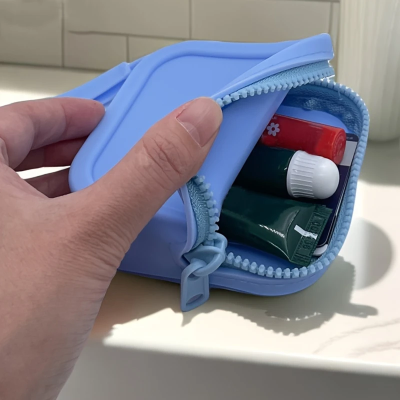 Portafoglio portaoggetti in silicone Portamonete Semplice borsa cosmetica con cerniera impermeabile Borsa per auricolari Borsa quadrata piccola per studenti