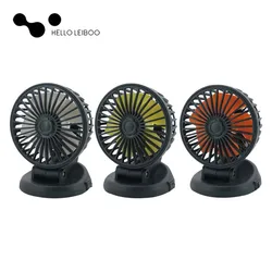 Ventilador de refrigeración portátil para coche, dispositivo de 5V, alimentado por USB, giratorio multiángulo con enchufe de encendedor de cigarrillos para coche, camión, SUV, RV, 12/24V