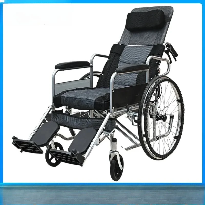 Folding Wheelchair Lightweight Portable Mobility Aid for Elderly Disabled Travel Easy Push Compact Design Small Size