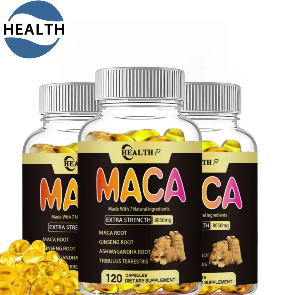 HEALTH Maca Supplement - with Ginseng Ashwagandha Tribulus Terrestris 8050mg - Muscle Mass, Endurance and Vitality