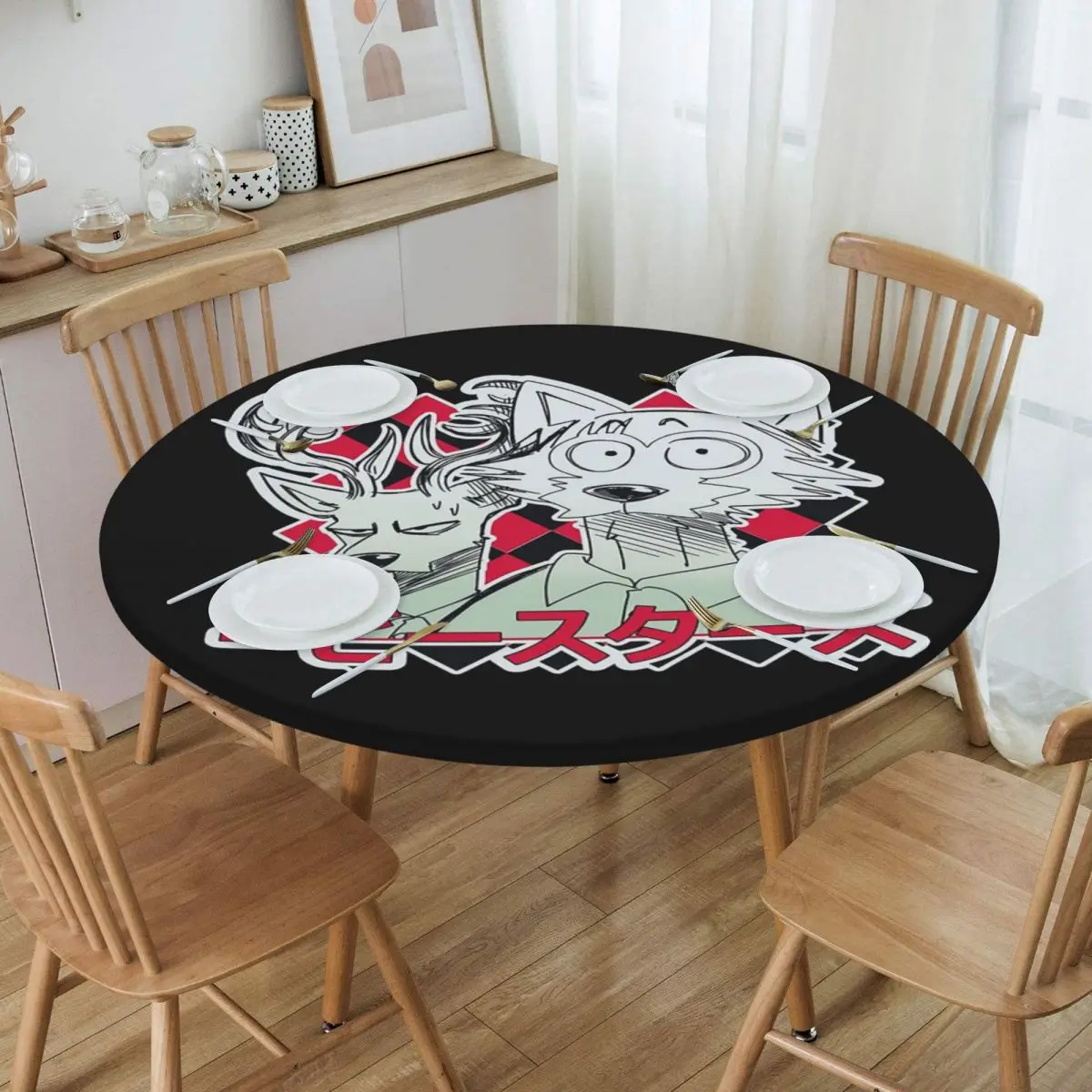 Beastars Waterproof Round Tablecloth Oilproof Table Cloth for Kitchen Events Dining Table Cover