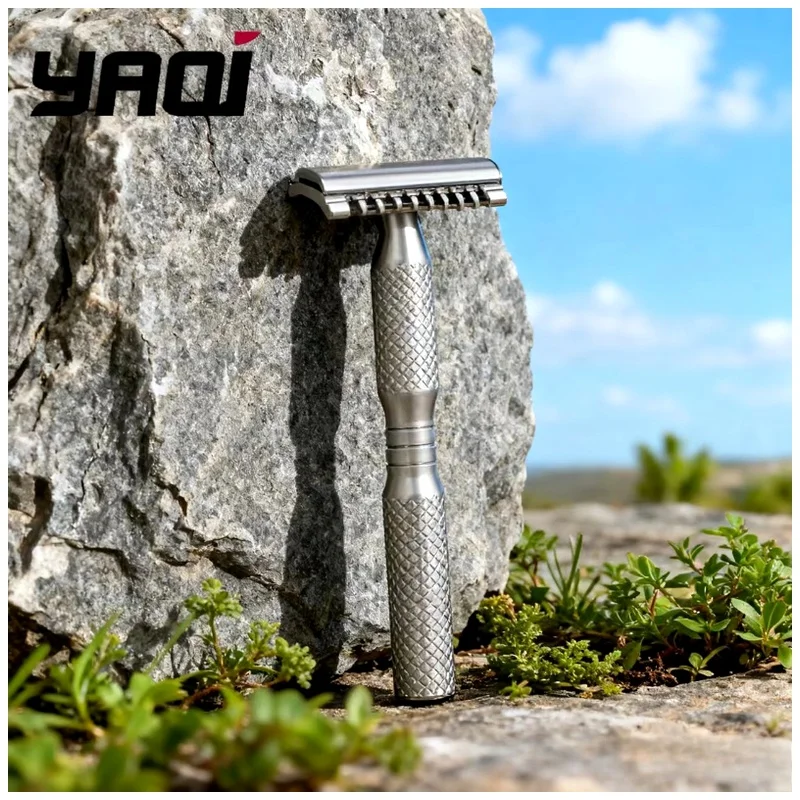 YAQI Safety Razor Beard Comb Accessory Professional Men Ghost Titanium Light Weight Hair Style 90DC Cross Grain Pattern