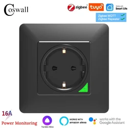 COSWALL Zigbee 3.0 Tuya Wall EU Socket With On / Off Backlight Timer Switch Work With Alexa Google Home Yandex Alice/SmartThings