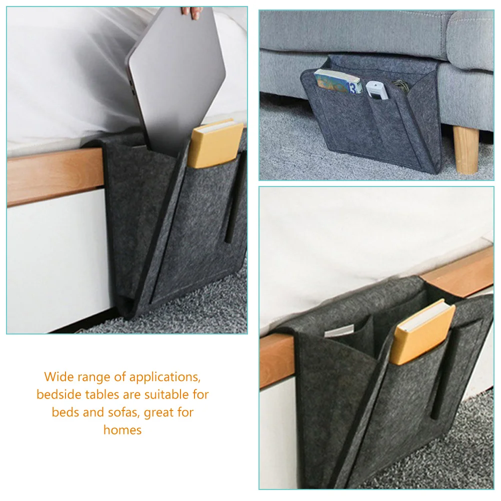

1pcs Bedside Storage Organizer Bag Hanging Pocket Dorm College Couch Shelf Nonwoven Extra Space Large Pockets Books Tablets