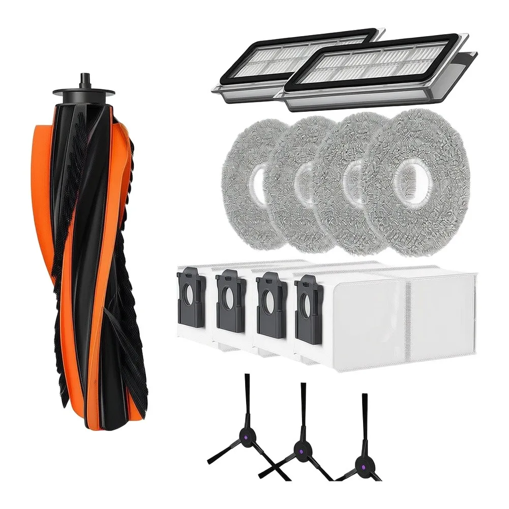 For Deerma For X80 Cleaning System Replacement Parts: Roller Brush Side Brushes Activated Carbon Filter Dust Bag Mop Cloth