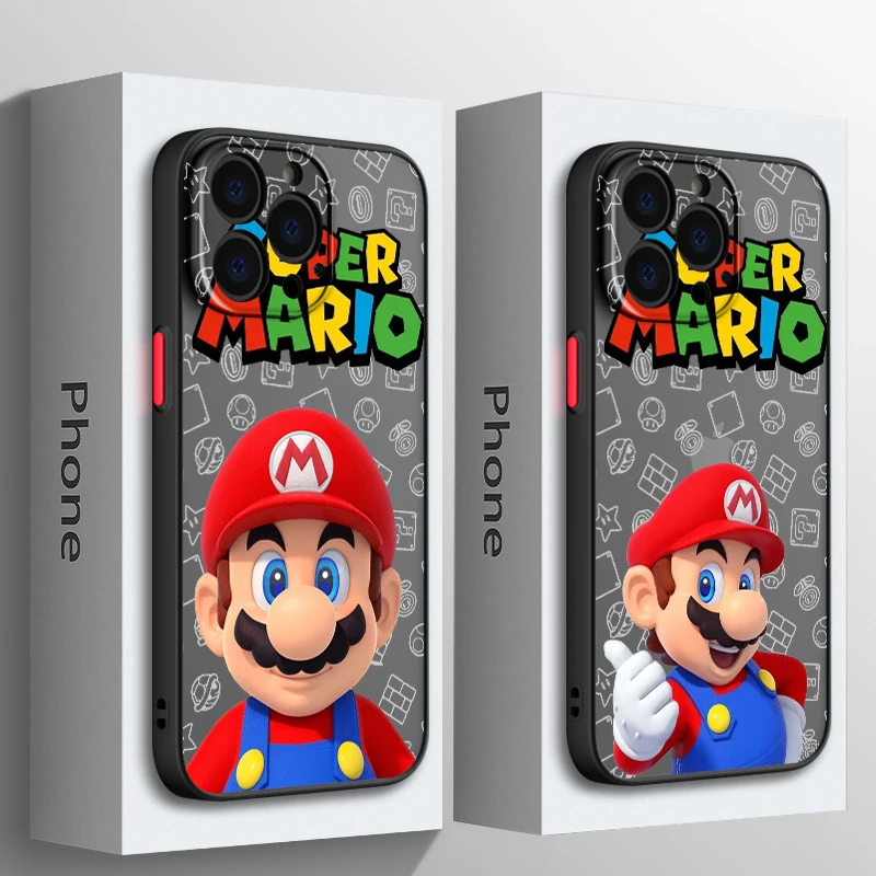 Cartoon Cute Super Mario Phone Case For Apple iPhone 14 13 12 11 XS Mini Pro Max 8 7 XR X Matte Frosted Translucent