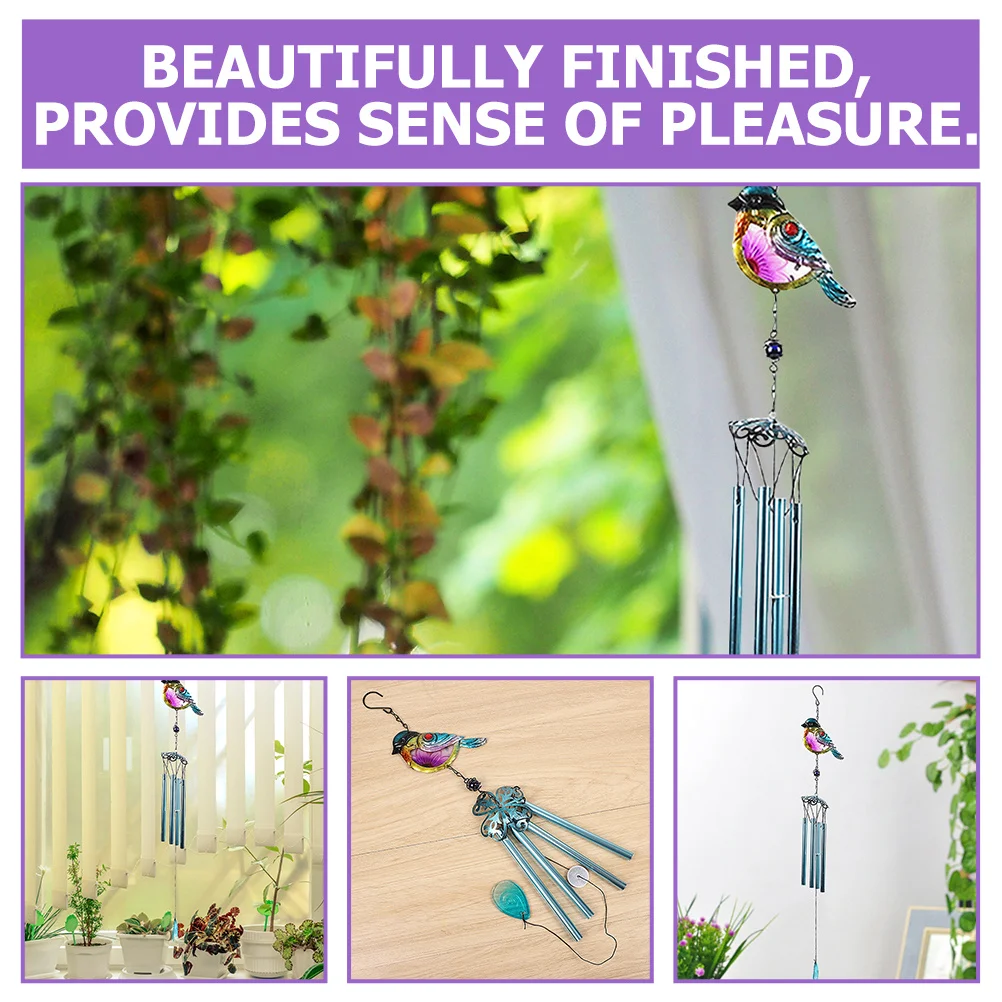 

Compact Wind Chime Hanging Decor Bird Statue Pendant for Balcony Garden Yard Glass Craft Wind Bell Home Decoration