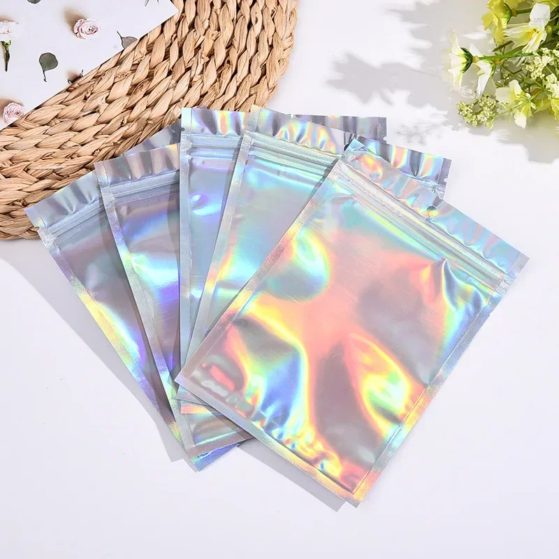 500PCS Laser Ziplock Bag Three Sizes Reusable for Jewelry Cell Phone Bags Snack Storage Jewelry Storage Kitchen Organizer Bags