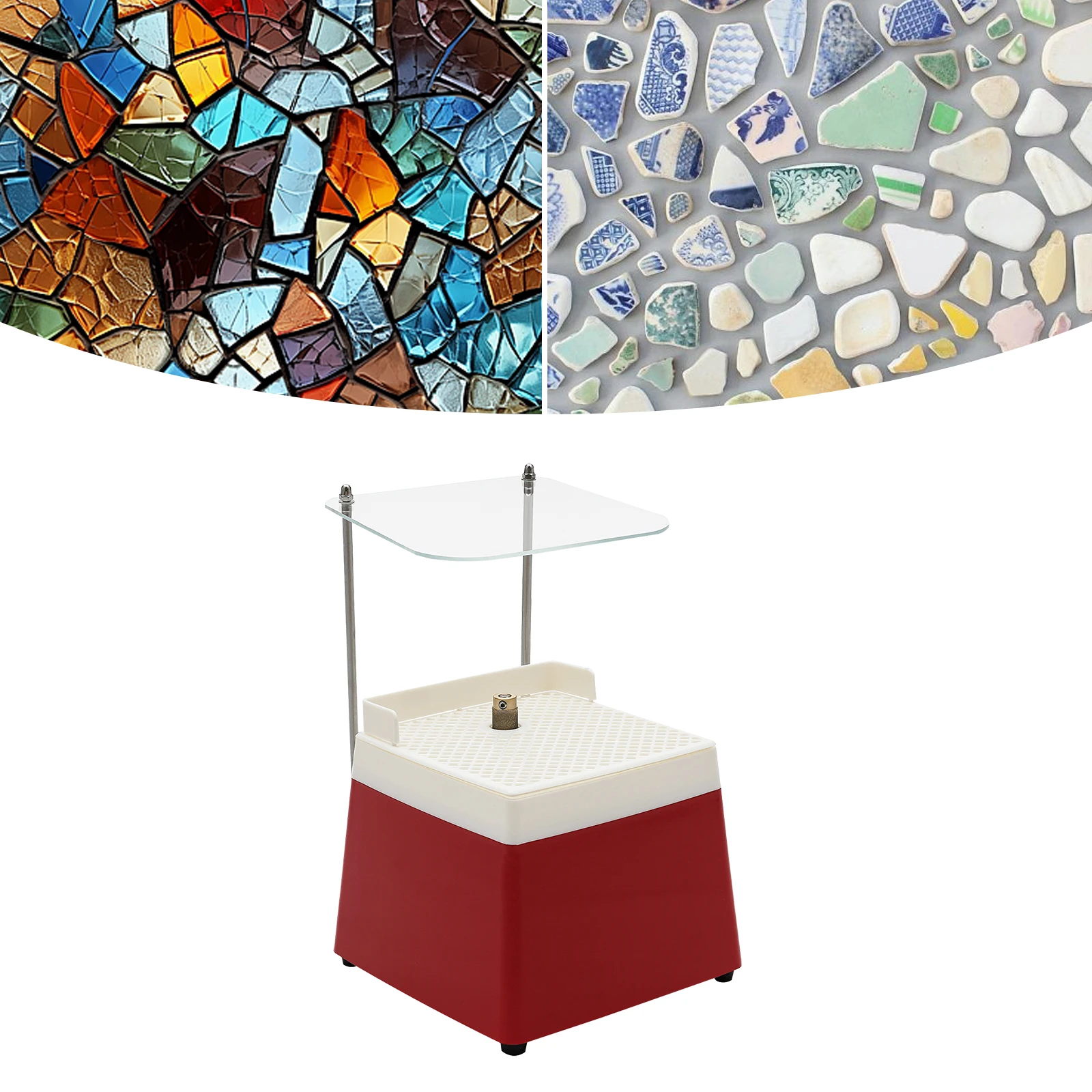 

Portable Stained Glass Grinder with Shield, 4200RPM Mini Art Grinding Tool Glass Grinders with MCBL58 Grinding Wheel 110V 65W