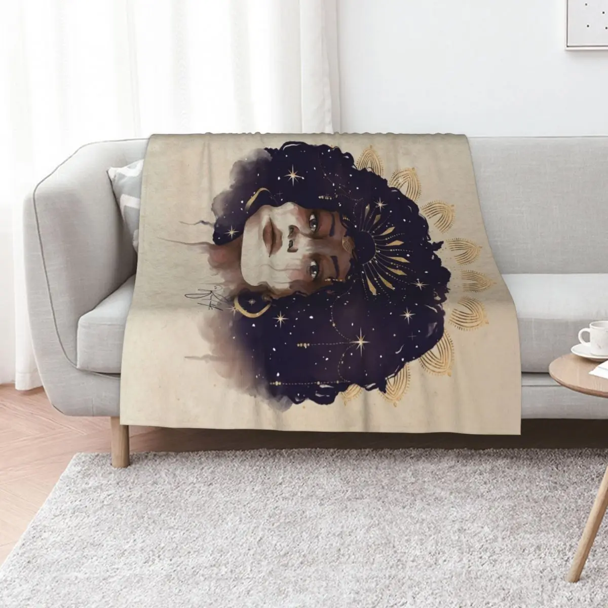 

African Goddess - Celestial Galaxy Throw Blanket for sofa Bed Fashionable Summer Luxury Designer Blankets