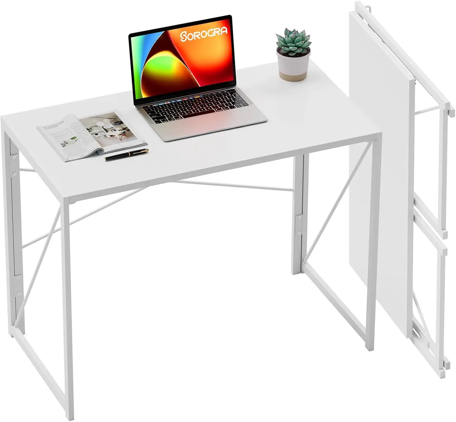 

31.5 Inch Foldable Portable Computer Desk, Space Saving Sturdy Table for Home Office Bedroom Dorm
