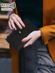 Fashionable women's long wallet RFID anti-theft brush, double zipper large capacity card holder, high-quality PU women's wallet