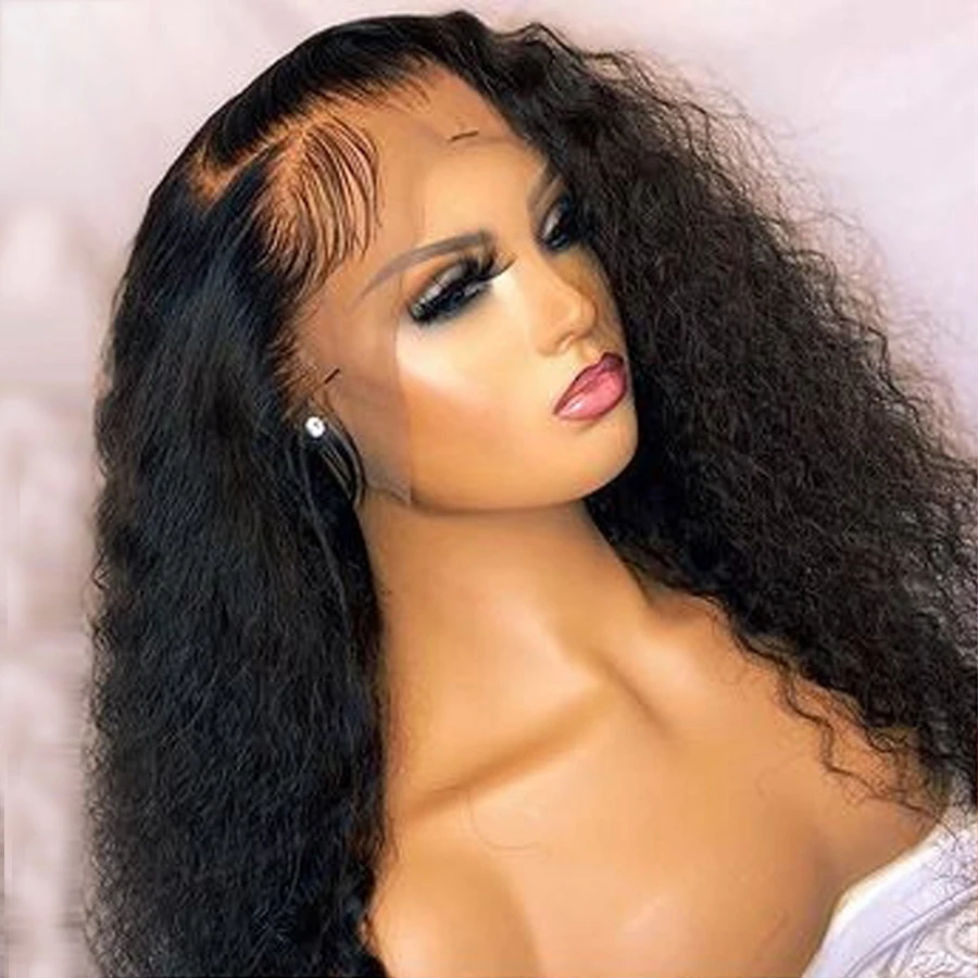 Soft Free Part 26 Inch Long 180Density13x6 Lace Front Wig For Women Kinky Curly Natural Black Babyhair Daily Glueless PrePlucked