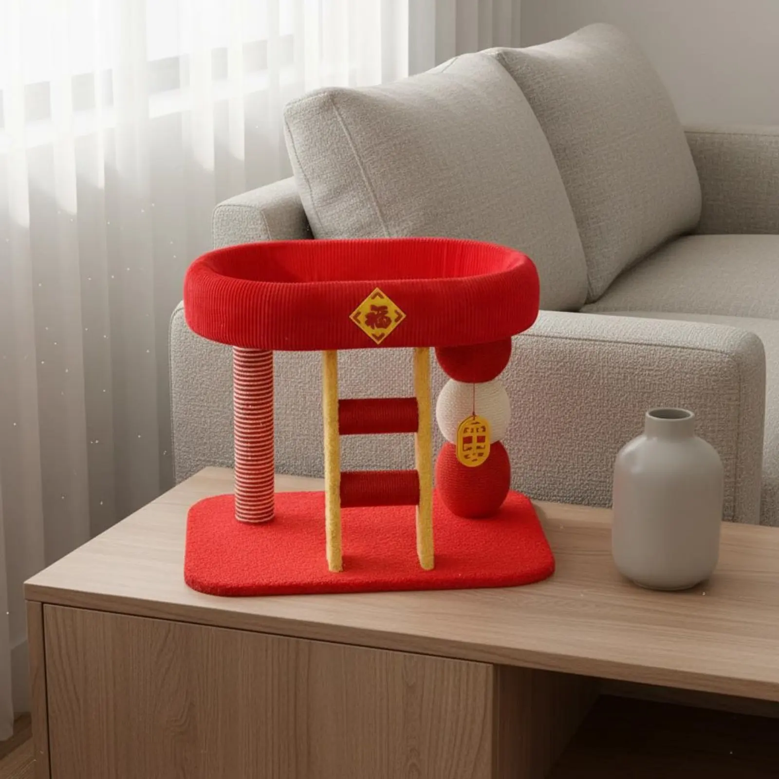 feline-climbing-structure-with-ladder-year-round-mat-feline-activity-hub-pet-furniture-space-saving-soft-top-perch