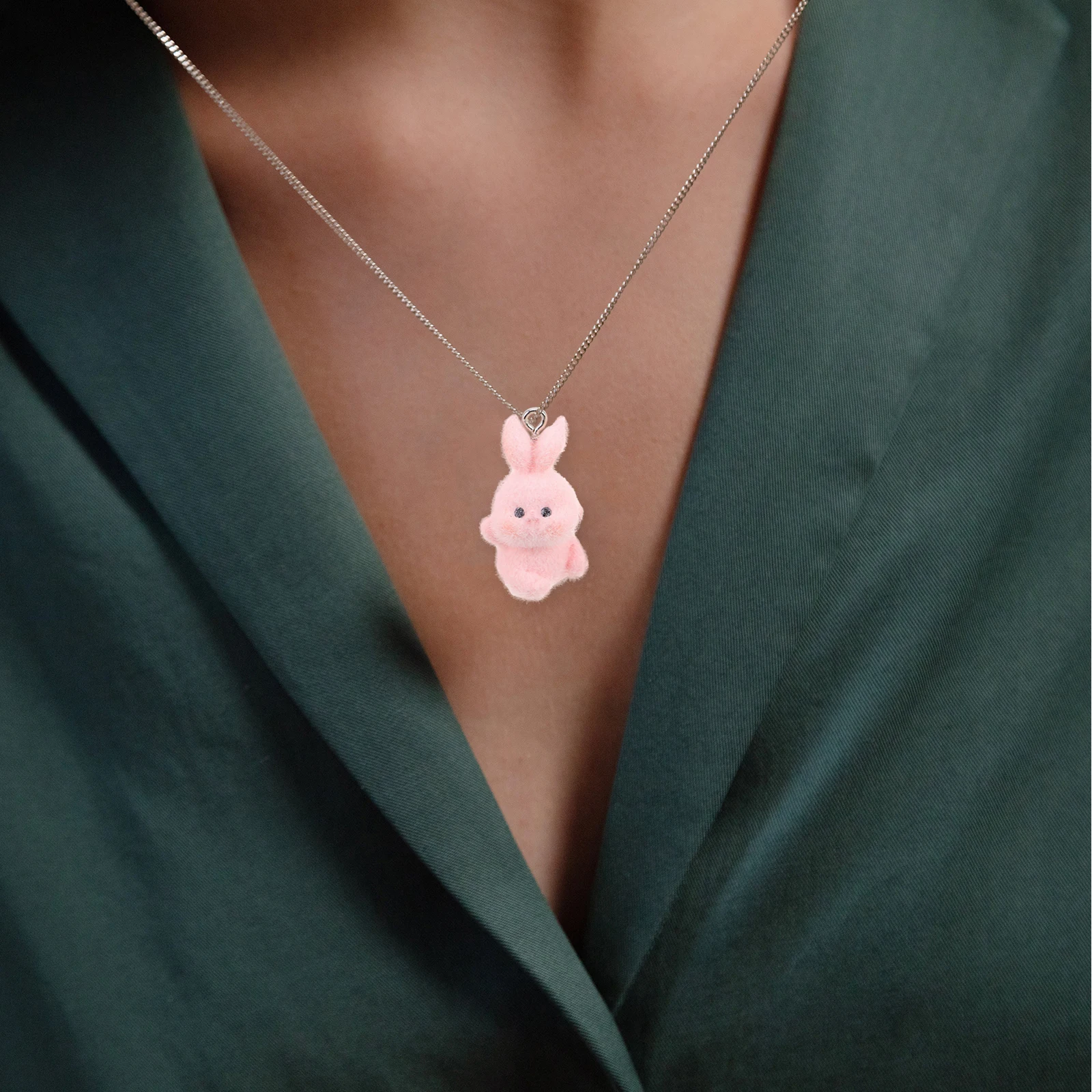 

5 Pcs Flocking Rabbit Pendant Bunny Keychain Animal Keyring Bag Decoration