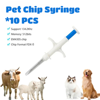 10Pack Animal EM4305 Microchip International Standard 134.2KHz FDX-B Pet Identification Chip Syringe Dog Microchip