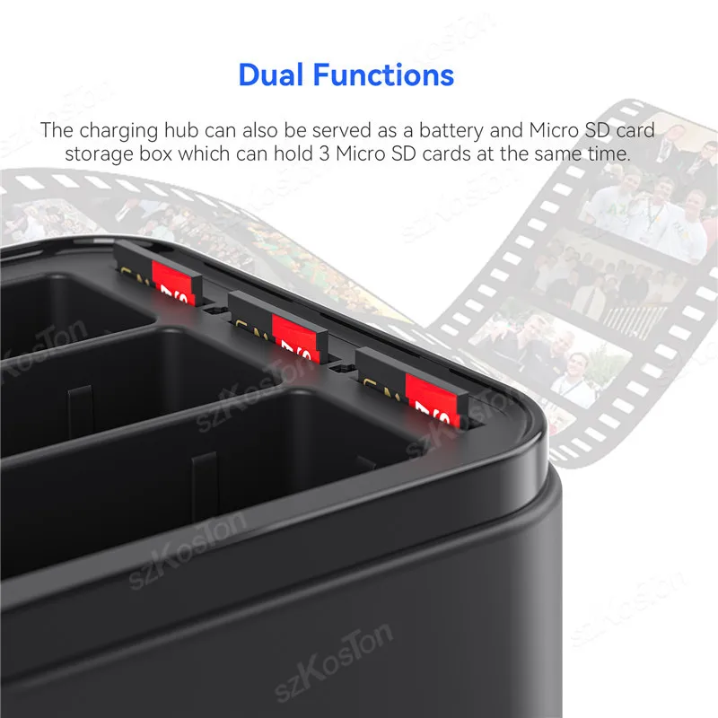 Pocket Charger For GoPro Hero 13 Storage 3 Slots Battery Fast Charging Box for Go Pro Hero 13 Battery Charger Station Accessory