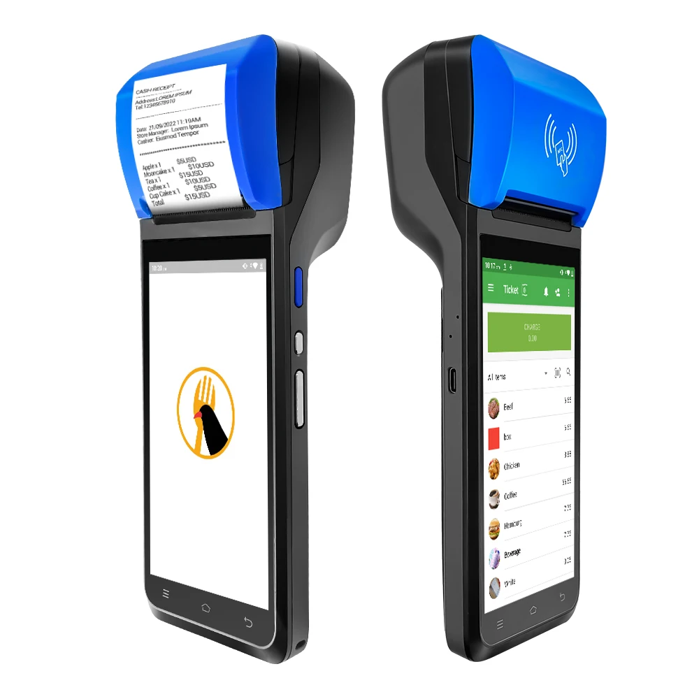 

Высокоэффективный принтер F1-55 для быстрого сканирования, розничная торговля, 58 мм, 5,5-дюймовый сенсорный экран, Android 12, портативный Pos-машина