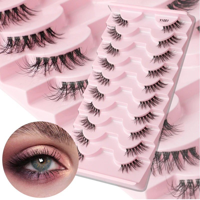 3/5/10 pairs Half Lashes Natural Mink cilios Strip Fluffy False Eyelashes Handmade 3D Lash Half Lashes Cat Eye Extension Makeup