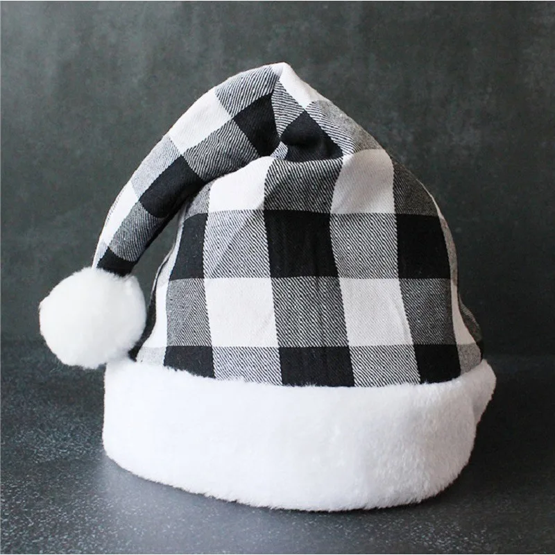 2pcs Christmas Supplies Decoration Props Holiday Costume Hat Plaid Christmas Hat