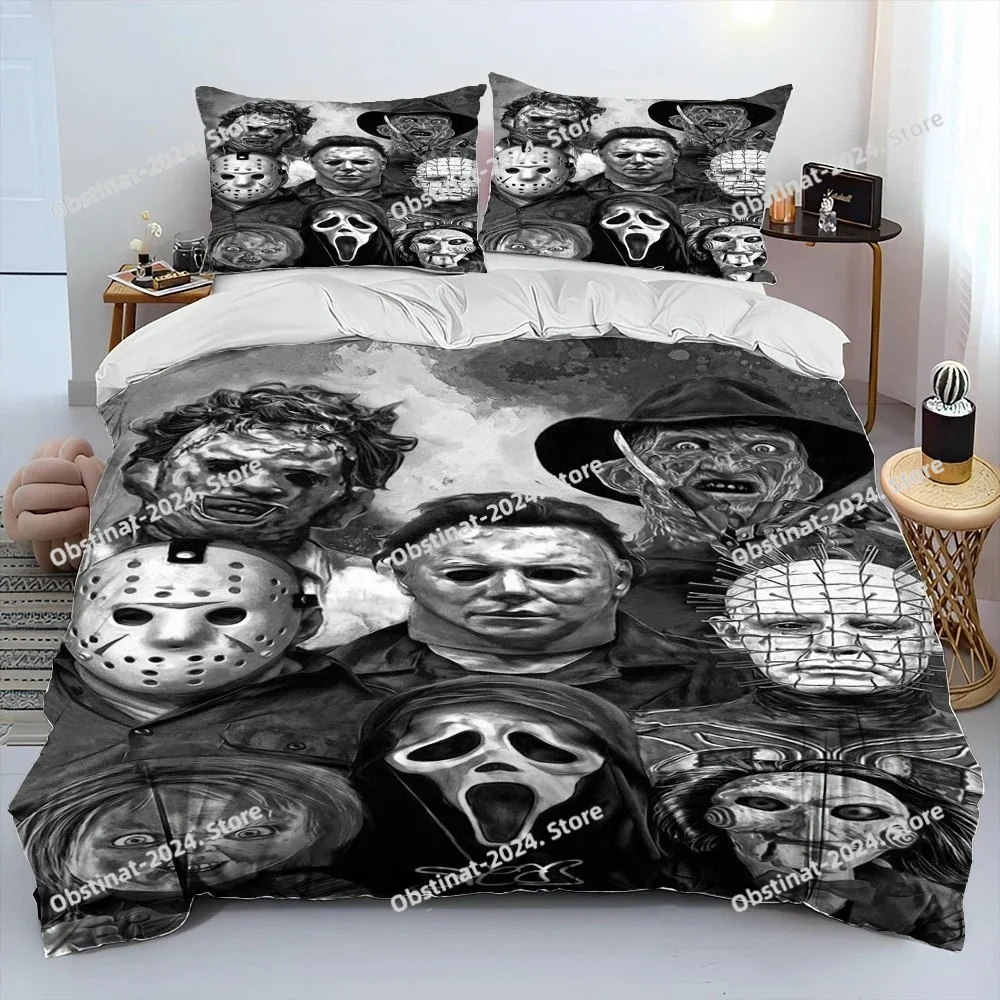 Horror Movie Character Chucky Saw Comforter Bedding Set,Duvet Cover Bed Set Quilt Cover Pillowcase,King Queen Size Bedding Set