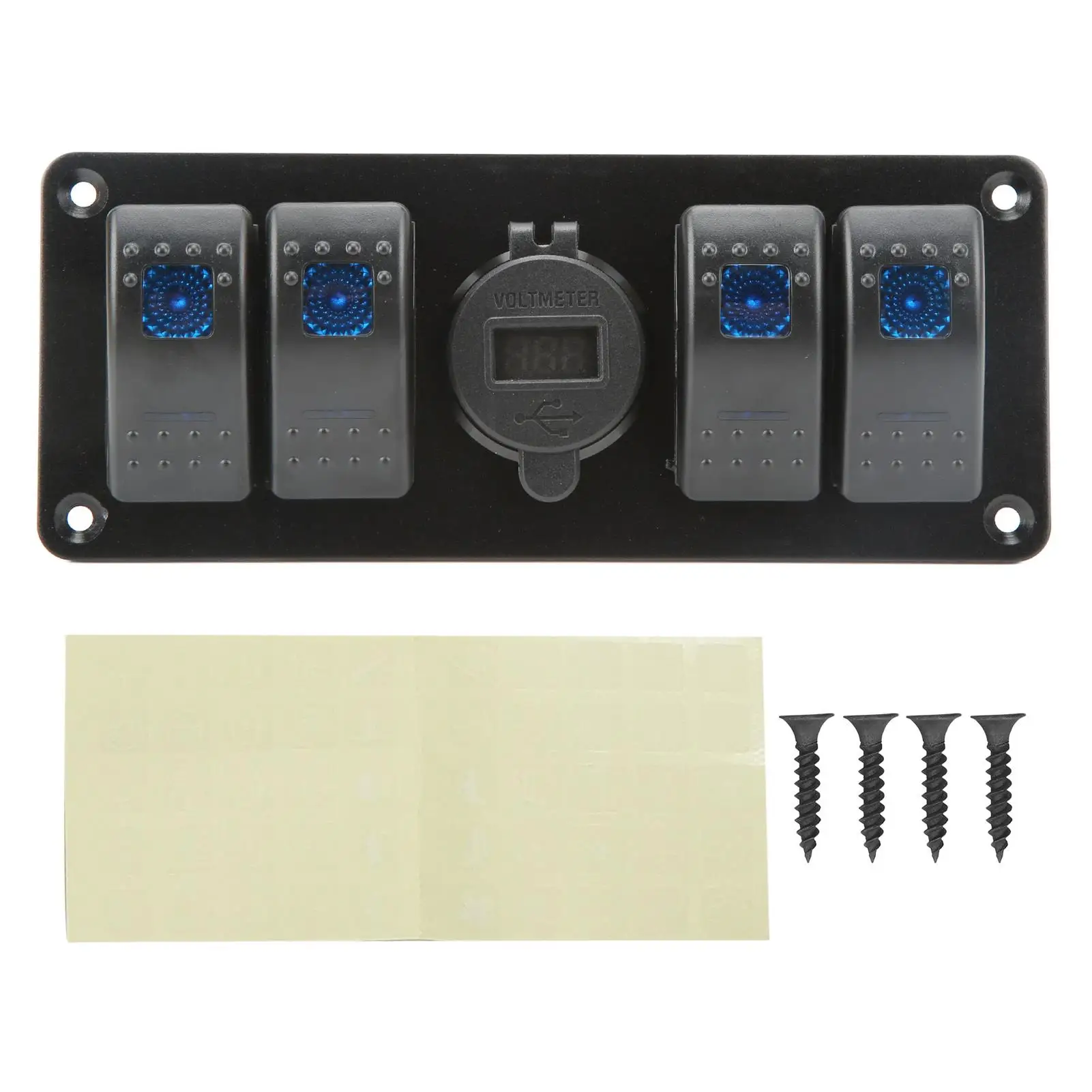 

RV Switch Panel Versatile 4 in 1 Combination Dual USB LED Voltage Display Switch Panel 12V To 24V DC for truck