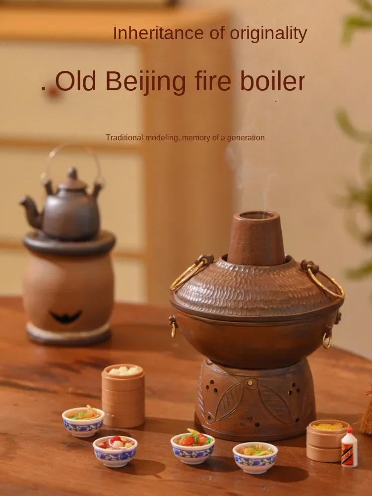 Vintage Old Beijing Hot Pot Stove Drying Heating Roasted Tea Orange Peel Ceramic Incense Burner Fragrance Lamp