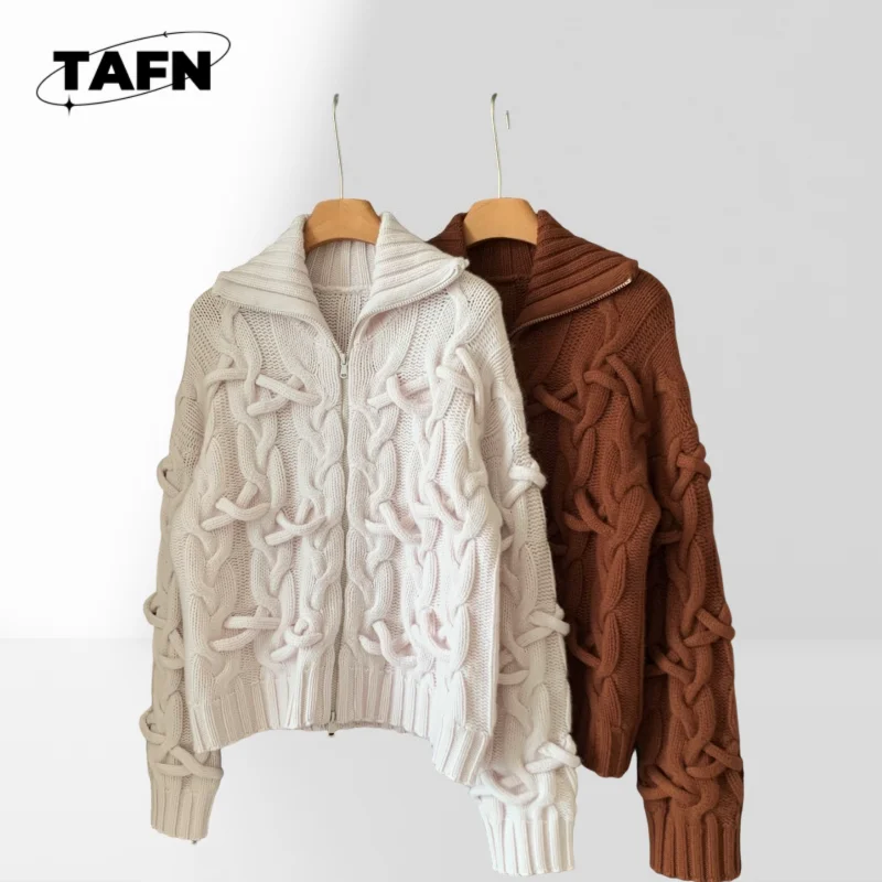 

Wool Cardigan High Street Temperament Trend Sweater Simple All-Match Beautiful Vintage Style and Cozy Warmth for 25 AG1913
