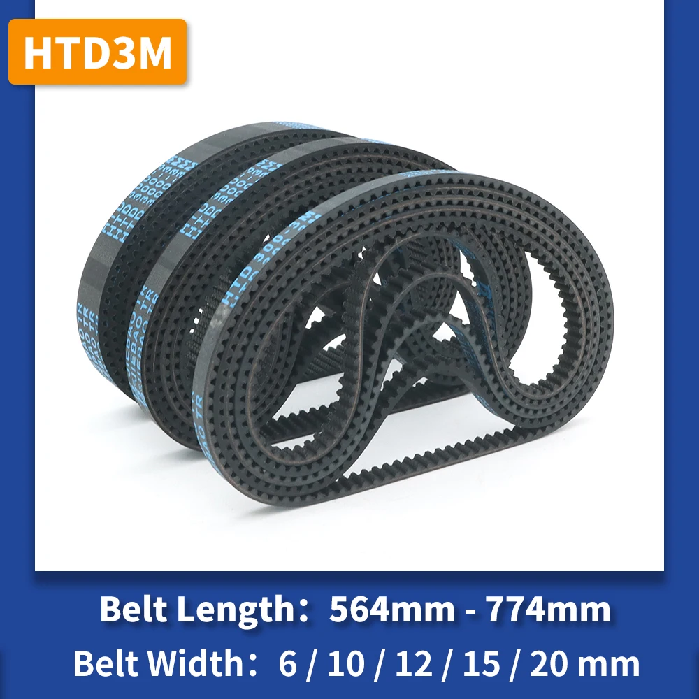 HTD 3M Belt 564 mm - 774 mm HTD 3M Timing Belt 10mm 12mm 15mm 20mm HTD3M Belt 570 585 600 612 630 639 657 660 681 696 711 720 3M