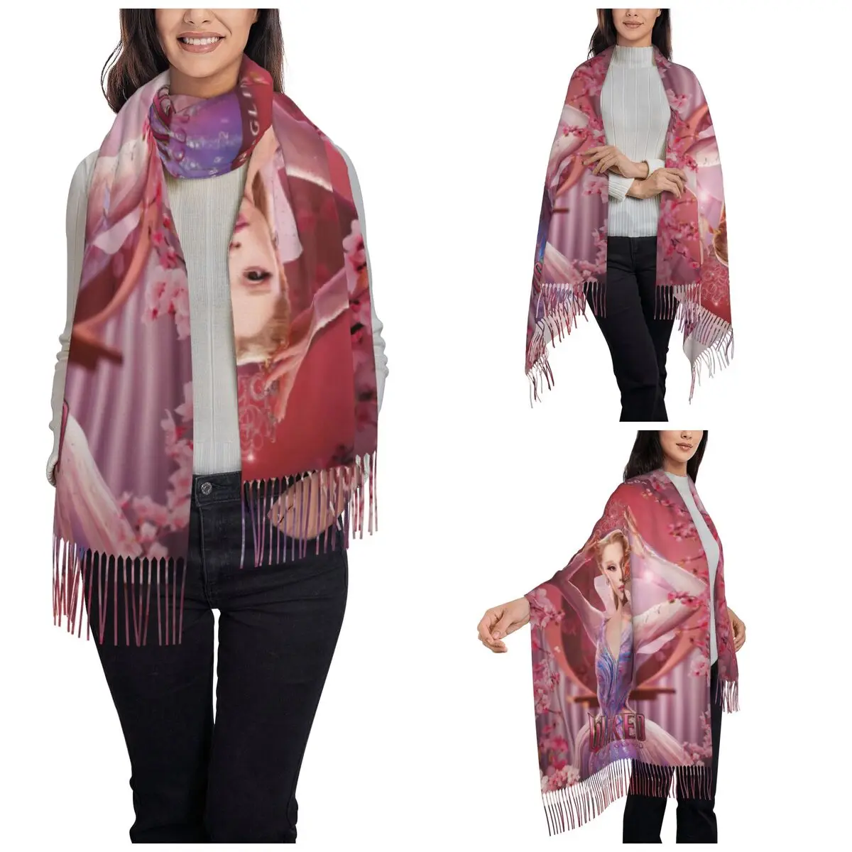 Wicked For Good Glinda Scarf for Womens Winter Warm Cashmere Shawl Wrap Movie Long Shawl Scarf Daily Wear