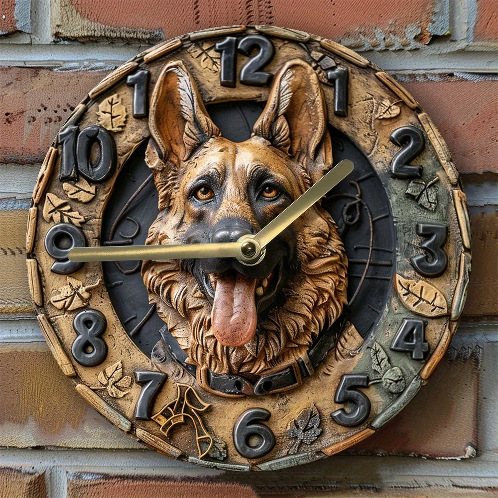 

German Shepherd Silent Aluminum Wall Clock - Diy Craft, Perfect for Bedroom Decor & Thanksgiving Gift Clocks Wall Home Decor