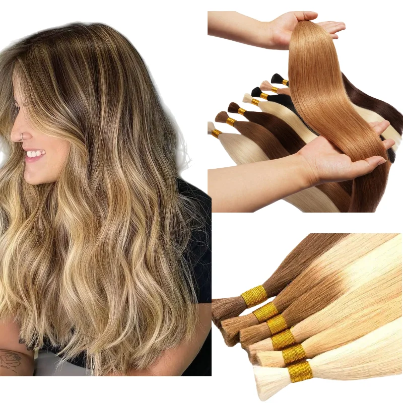 

100% Human Hair Bulk Hair No Weft 50g 100g Weight 12-26 Inch Mixed Lengths Hair Extensions Bundles Remy
