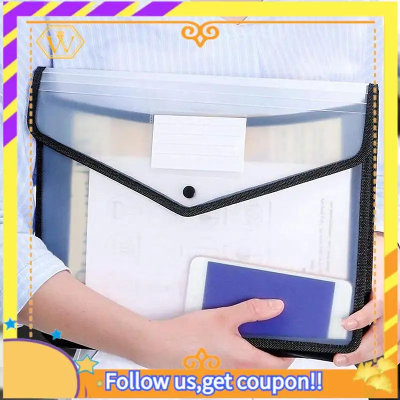 A4 Plastic Wallets Storage File Folder With Snap Buckle And Pocket A4 Waterproof Transparent File Bag