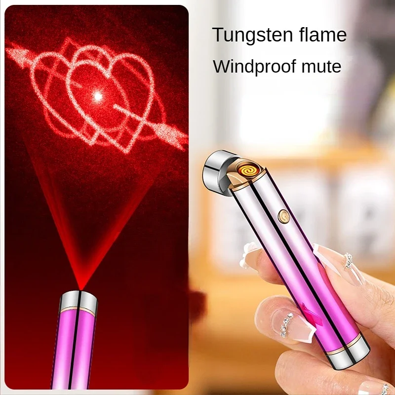 

Portable Full Sky Star Projection Cylindrical Love Charging Lighter USB Electronic Windproof Mini Cigarette Lighter