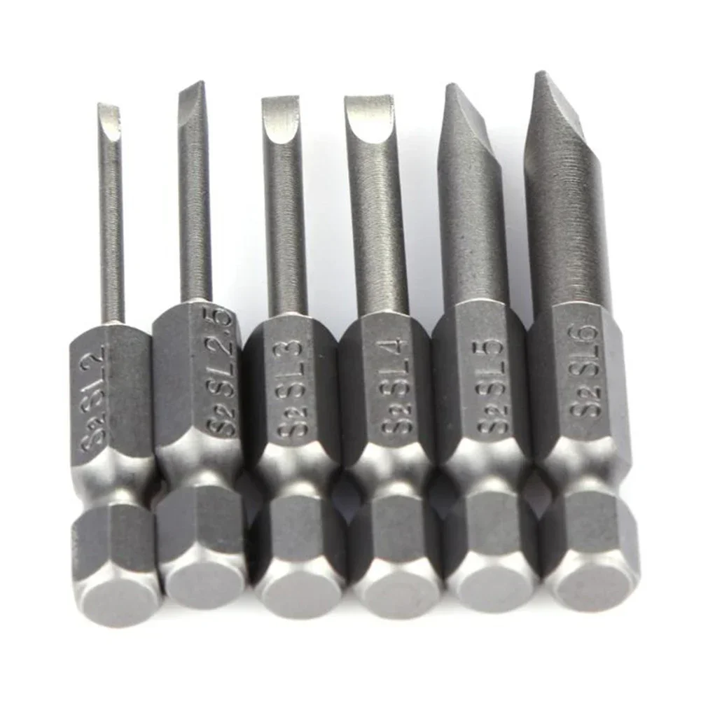 Punta de destornillador con punta ranurada, aleación de acero plateado, taladros eléctricos de 2,0-6,0mm, herramientas manuales de cabeza plana, portátil magnético para el hogar, 1 ud.
