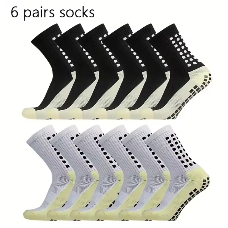 

6 Pairs Professional Silicone Non-slip Football Socks Men Women Breathable Outdoor Sports Soccer Grip Socks