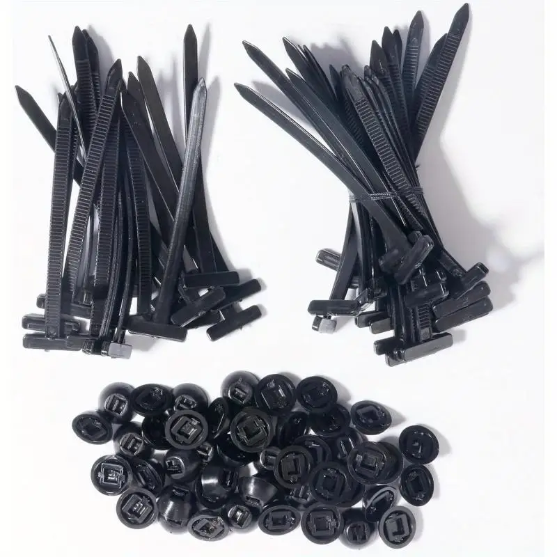 50/100 unidades de bridas de plástico de nailon, clips de sujeción fijos, correas de sujeción para mangueras de coche, correas de nailon reutilizables con cierre automático