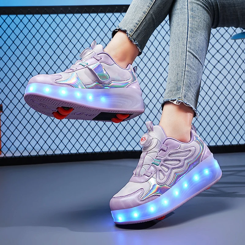 

2025 Autumn New Heelys for Girls: Older Kids' Viral 4-Wheel Light-Up Sports Roller Skates