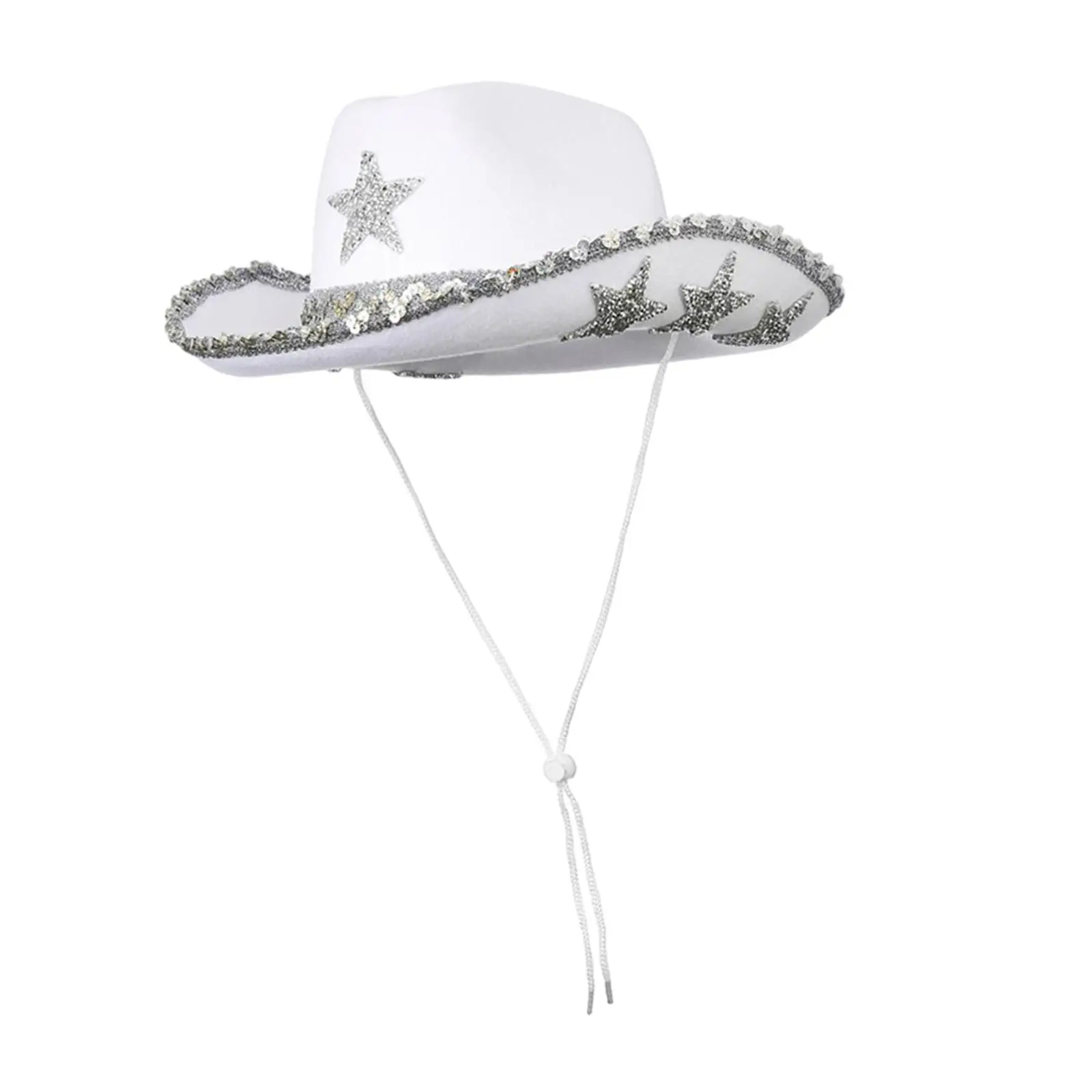 Sparkly Cowboy Hat for Bride Wedding Party Favor Sequin Edge Cloth Sun Hat for Adults