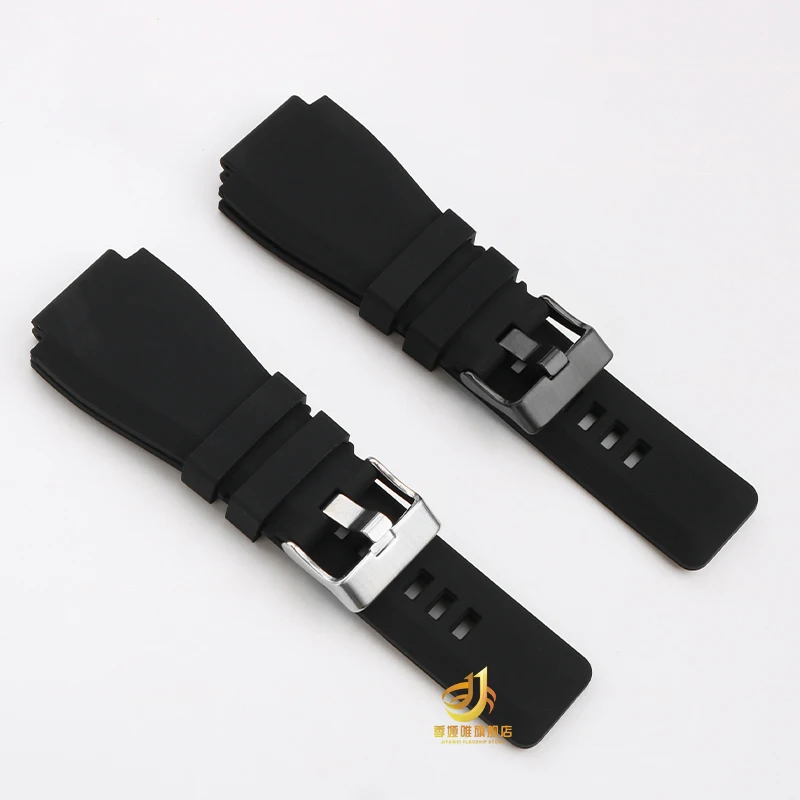 For Bell&Ross silicone strap 34-24mm Convex strap B&R BR-01 BR-03 Strap waterproof Watchband Men BR01 BR03 Wristband Bracelet