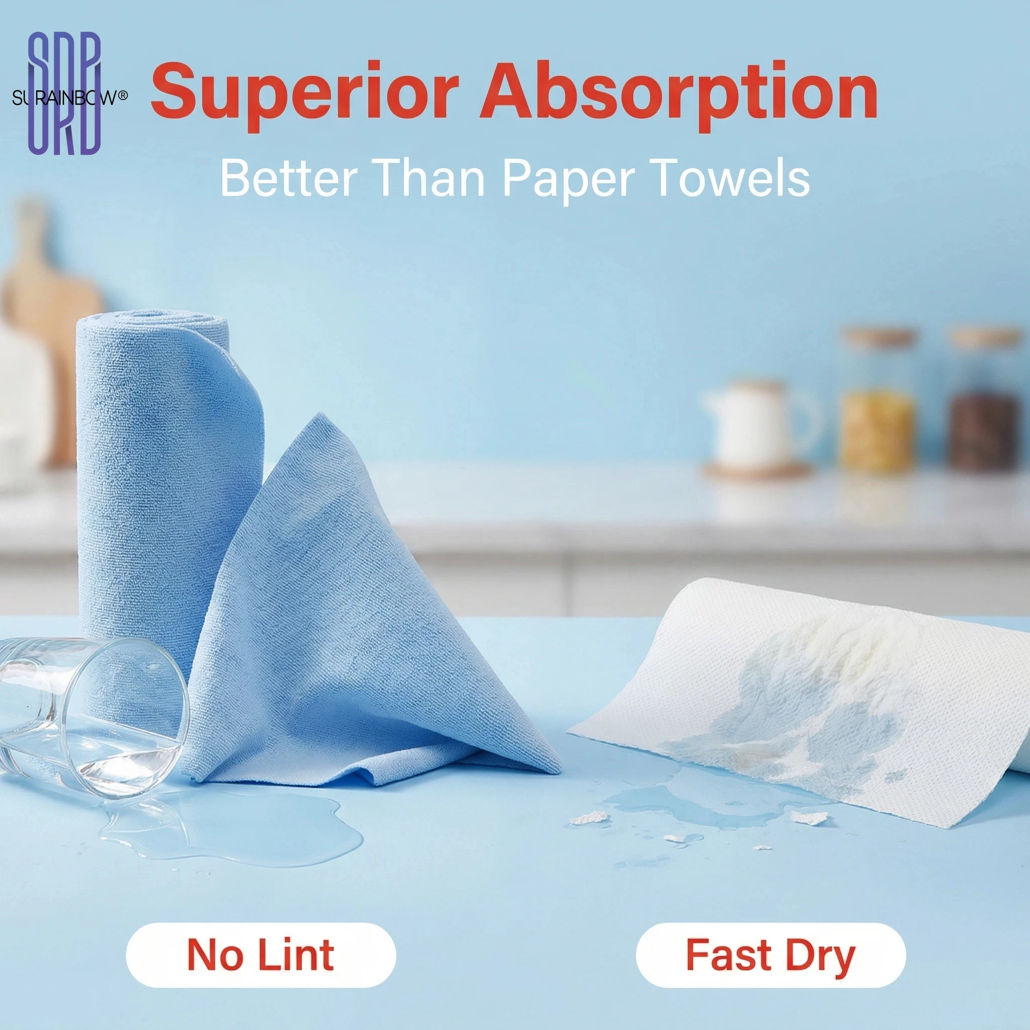 SRB Microfiber Cleaning Cloth Roll, 30 Pcs (1 Roll) Tear-Away Towels Washable, Microfiber Towels for Cars, Reusable Paper Towel view 5