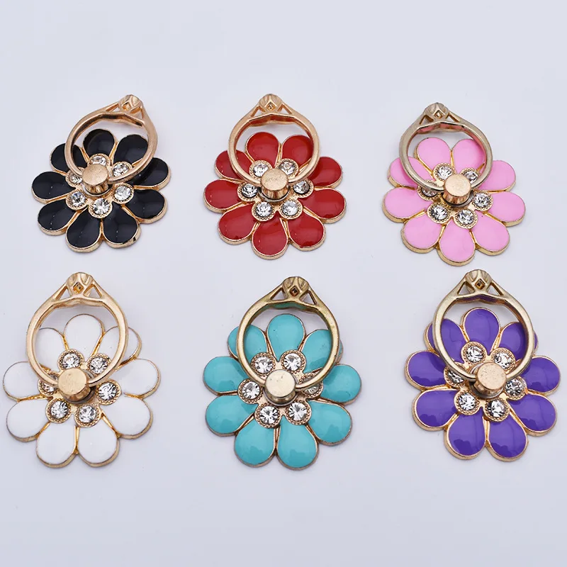 Flower Mobile Phone Holder Full Metal Creative 360 degree Phone Holder Back Sticker Ring Buckle Nine Leaf Flower Phone Stand