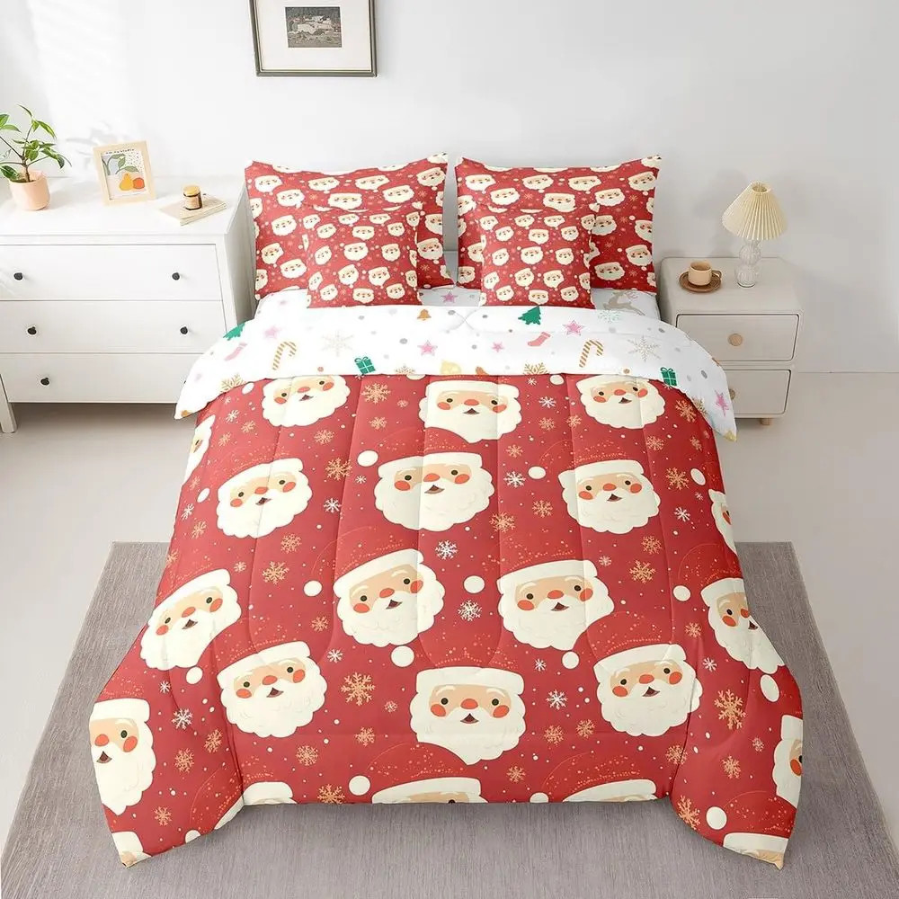 

7-Piece Queen Bedding Set: Santa Claus Comforter with Sheet, Perfect for Boys, Girls & Teens, Bedroom Decor