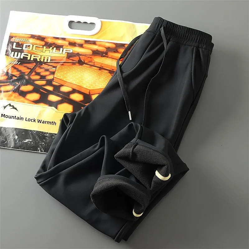 

Утепленные зимние мужские повседневные брюки на флисовой подкладке для активного отдыха, сохраняющие тепло, морозостойкие, модные, в городском стиле